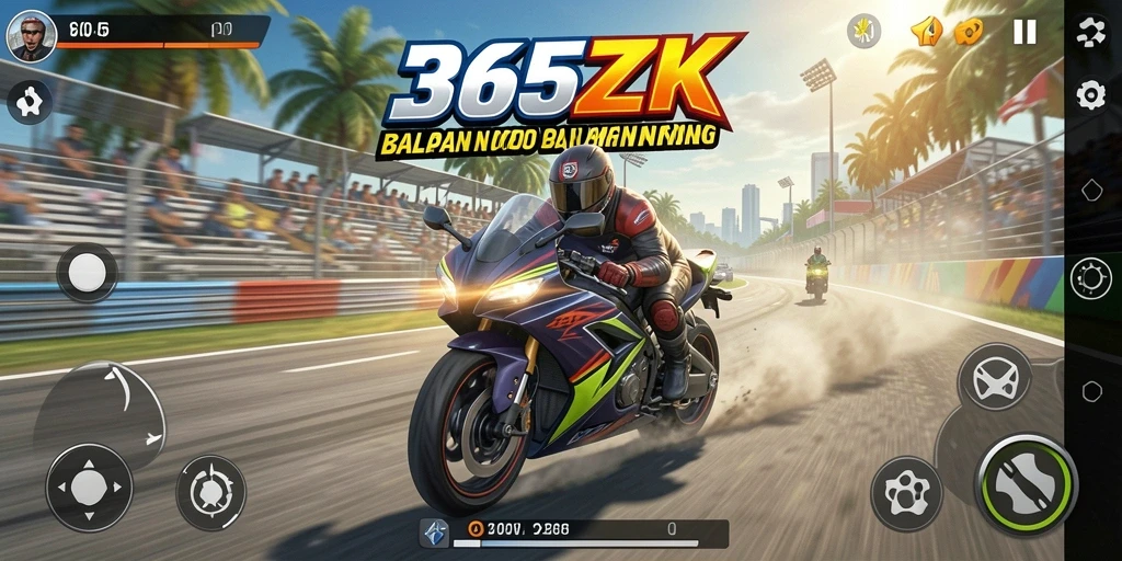 Screenshot gameplay 365ZK menampilkan balapan motor yang seru dan menegangkan.