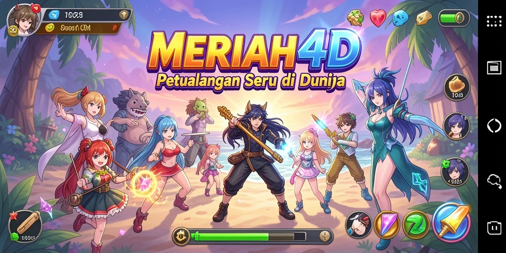 Screenshot gameplay <strong>MERIAH4D</strong> menampilkan aksi seru karakter anime.