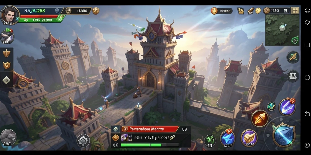 Tampilan seru dari gameplay Tower Defense RAJA288.
